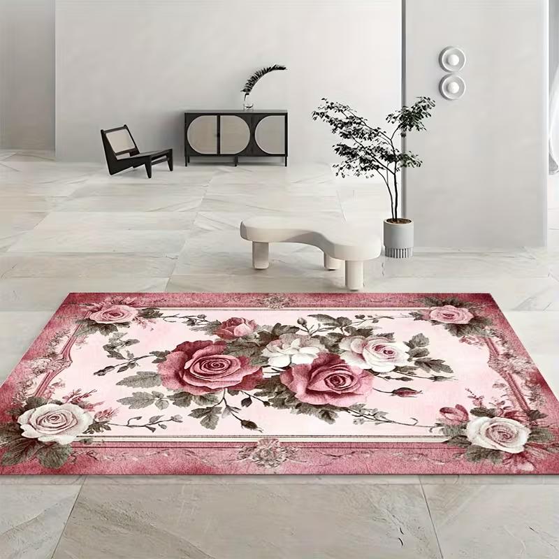 Tappeto Rosa Realistico Floreale Antiscivolo per Cucina Soggiorno Ingresso Camera da Letto Ufficio Tappeto per Pavimento Morbido Decorazione per la Casa Regalo