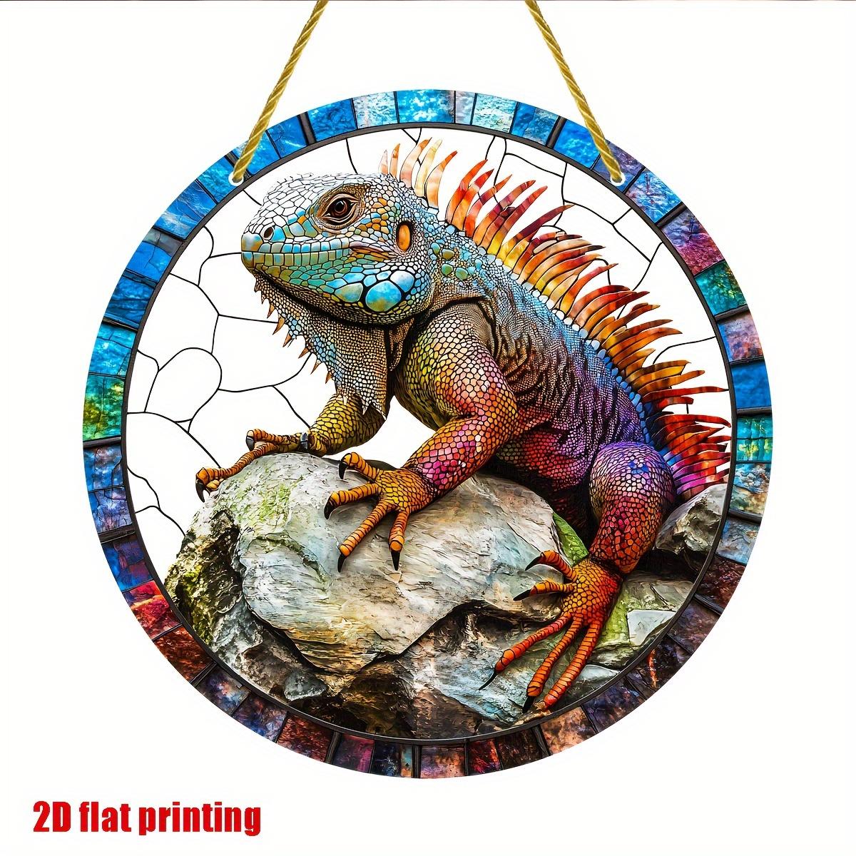 

2D Flat Acrylic Iguana Design, Indoor and Outdoor Decoration - No Battery/electricity Required, Free Day Decoration, Shop Decoration, Durable , 20*20CM