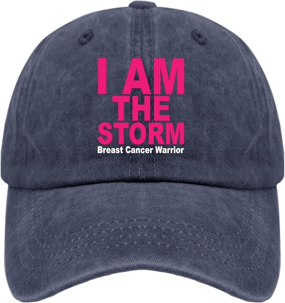 I Am The Storm Breast Cancer Warrior Baseball Cap Polyester Casual Sun Protection Adjustable Hat