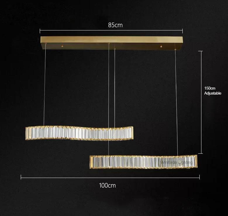 Modern Luxury Restaurant Chandelier Crystal Strip Chandelier Creative Living Room Dining Table Lamps for Room Ceiling Chandelier