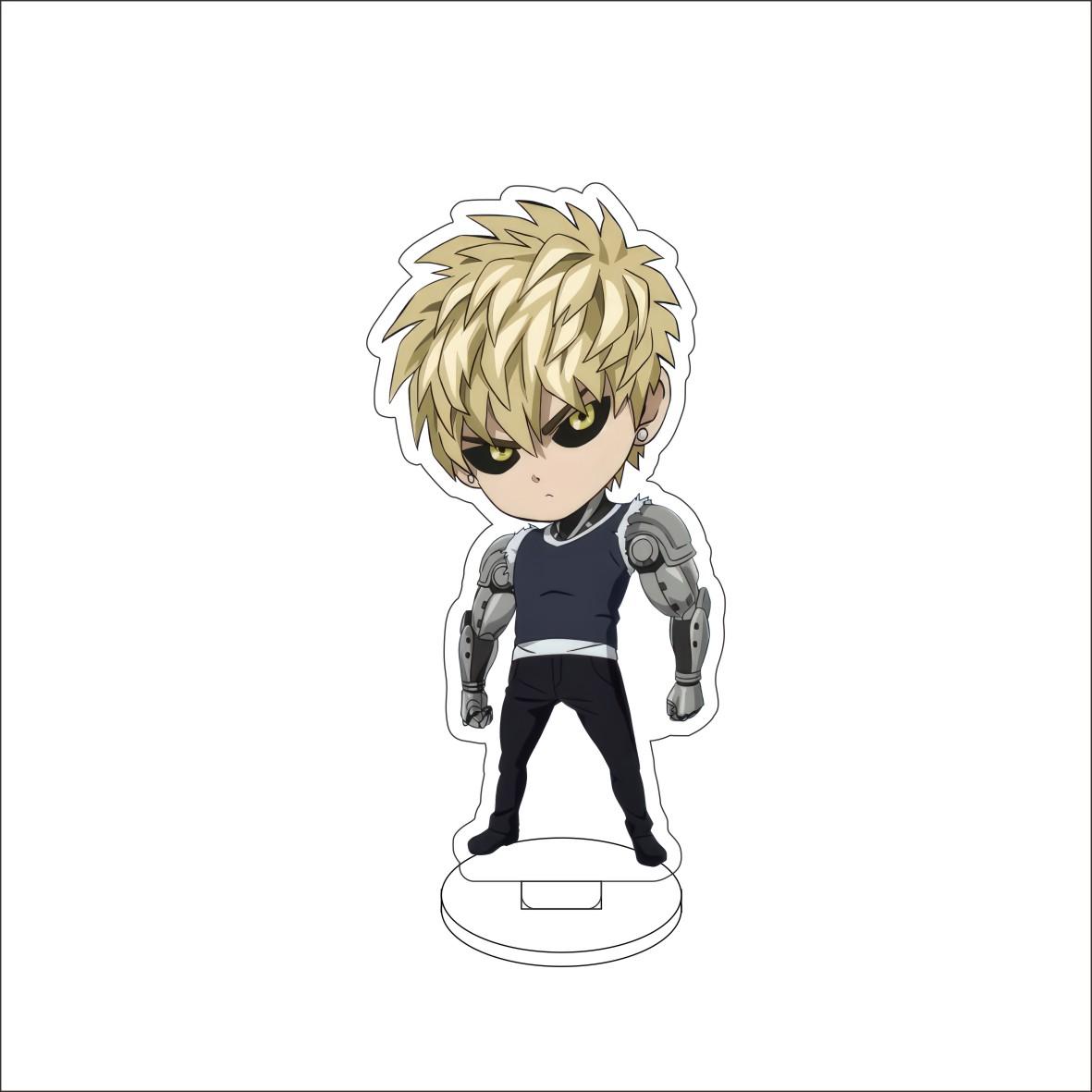

10CM Anime ONE PUNCH MAN Figure Stand Model Saitama/Genos/BLAST/Tatsumaki Cute Desk Decor Standing Sign Gifts 10CM
