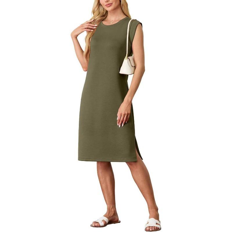 Spring/summer Women's Fashion Round Neck Sleeveless Split Pocket Dress
