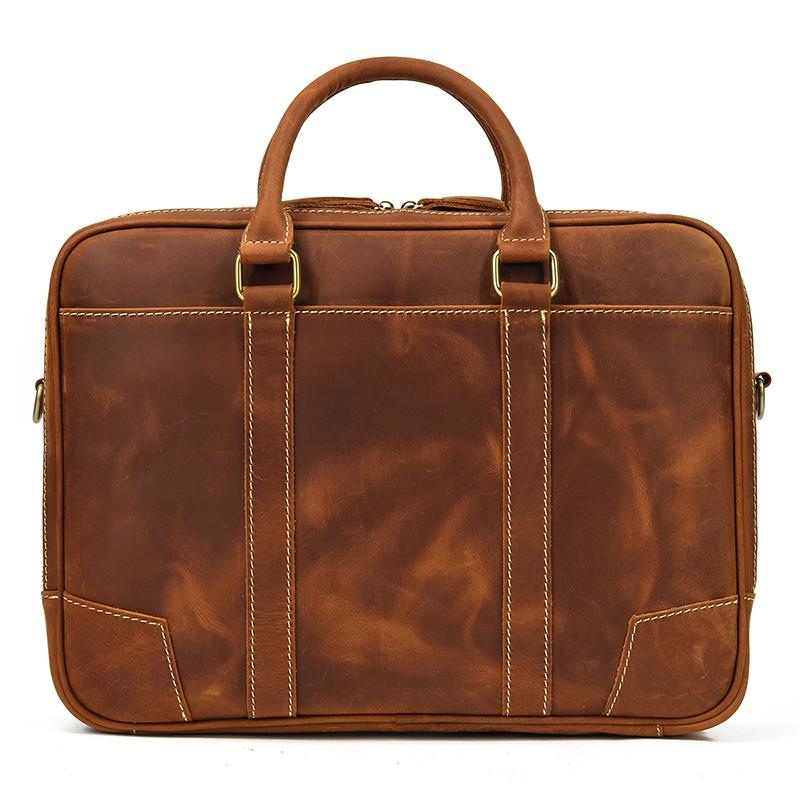 New Designer Leather Laptop Briefcase Genuine Leather Men's Computer Bag Working Handbags Tote Bag Man Male 14 Inch Shoulder Bag