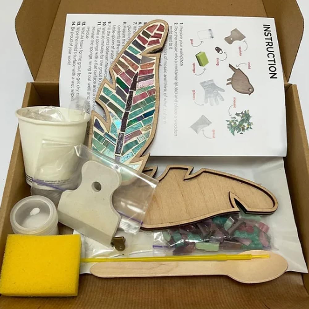 DIY Mosaic Kit, DIY Glass Mosaic Tiles for Crafts, Crafts for Adults and Teens Mixed Color Mosaic Kit, Mosaic Crafts Materials Package, Creative Gift