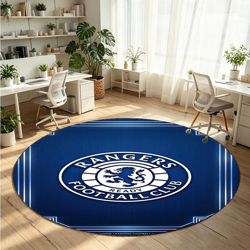 Rangers FC Printed Round Crystal Velvet Rug Soft Non Slip Floor Carpet For Bedroom Holiday Gift