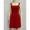 Fashion Solid Color Party Square Neck Backless Mini Slip Dresses 2025 New Elegant High Waist Club Pleated Short Dress