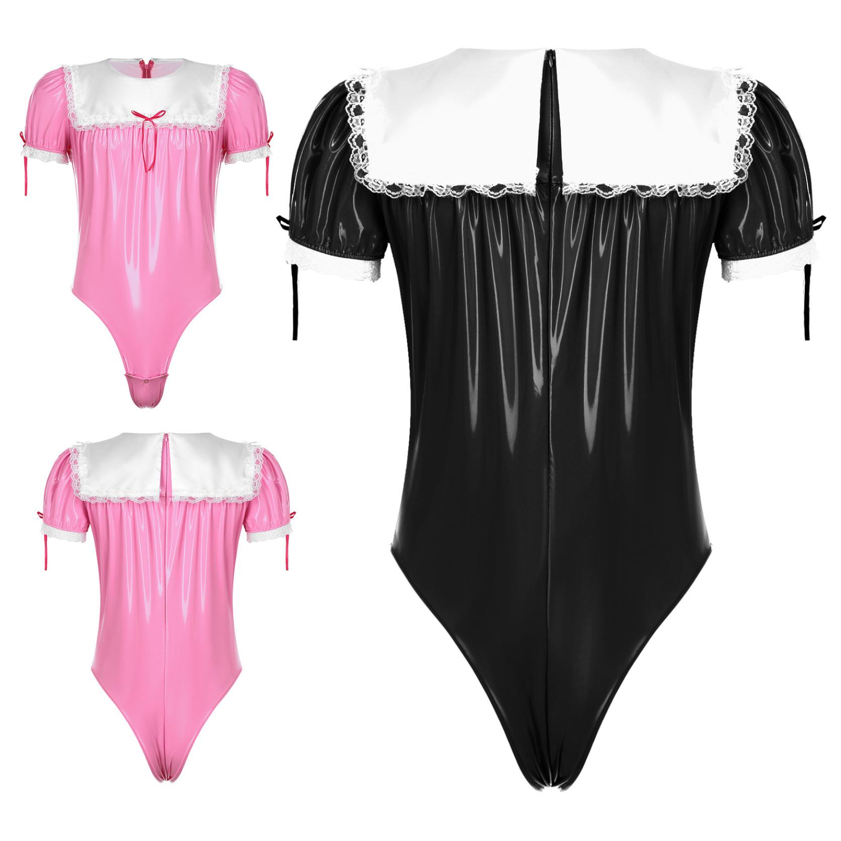 

Мужская горничная Косплей Костюм Маскарадный Костюм Бал Сисси Мокрый Взгляд Лакированная Кожа Купальник Боди Комбинезон