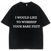 2026 Summer Mens Fun Letter Foot Print Round Neck Tshirt Neutral Soft Casual Street 100 Pure Cotton Short Sleeved Shirt