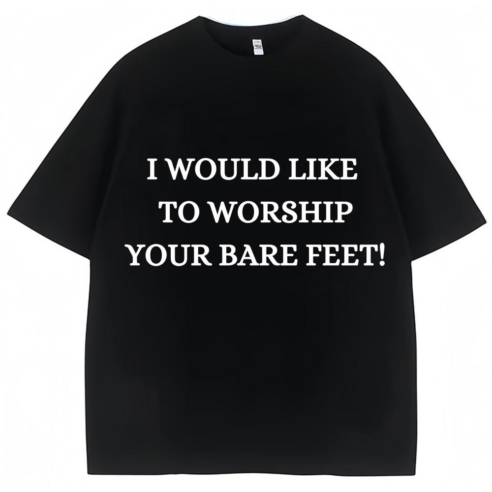 2026 Summer Mens Fun Letter Foot Print Round Neck Tshirt Neutral Soft Casual Street 100 Pure Cotton Short Sleeved Shirt