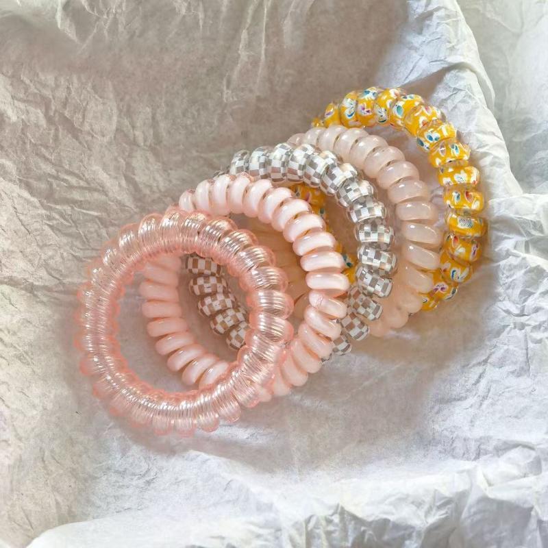 4Pcs Womens Spiral Hair Ties Telephone Wire Cord Elastic Hair Bands Accessories For Daily Travel Party Use
