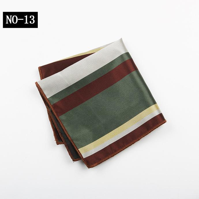 Pocket Towel Men'S Business Stripe Green Brown High-End Wedding Ceremony Handkerchief Small Square Towel