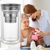 Glass Tea Cups Transparent Tea Infuser Cup Leak Proof Heat Resistant Mug with Large Capacity for Camping Home Car Serving Friend