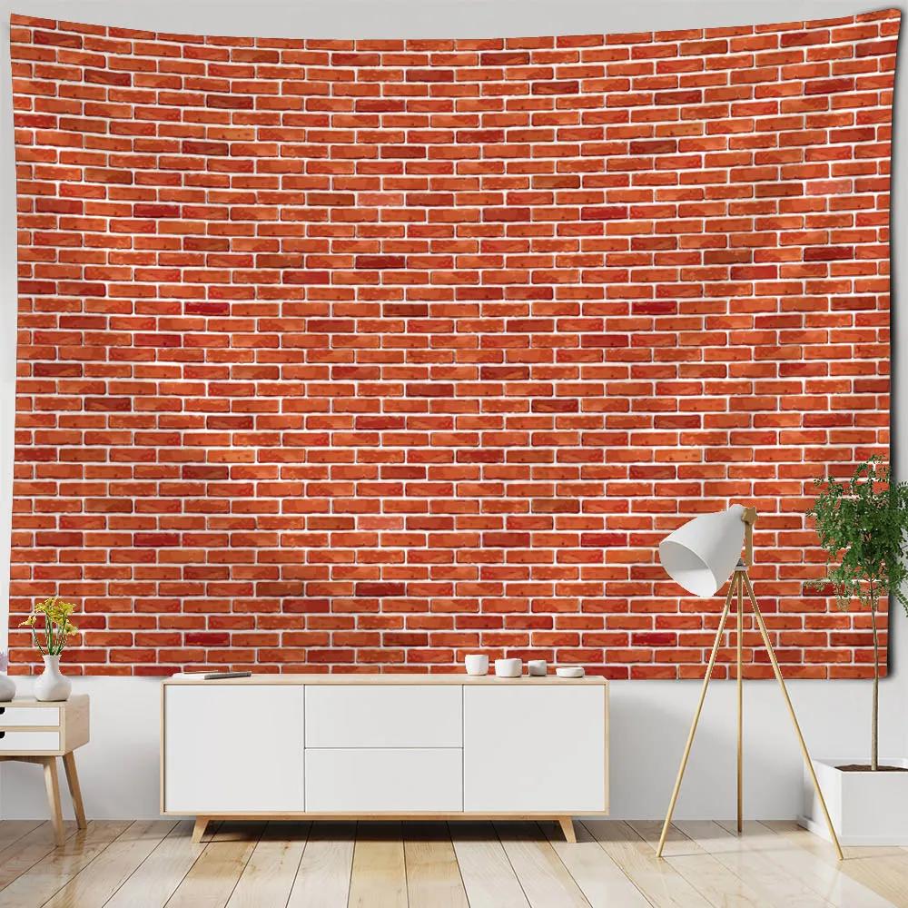 Ziegelmauer, Steinmauer, bedruckter Wandteppich, Wandbehang, Holzmaserung-Imitation Heimdekoration, Wohnzimmer-Wandhintergrund