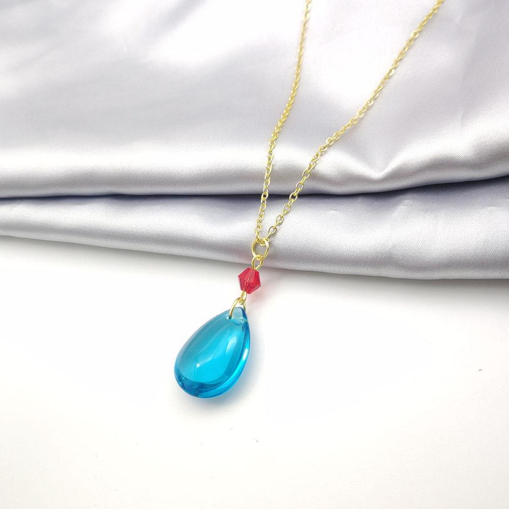 Studio Ghibli-Inspired Blue Crystal Water Drop Jewelry Set: Earrings, Ear Clips & Necklace
