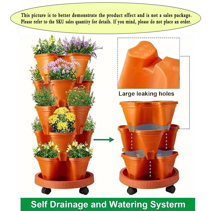 Vertical Plantation Tower Style Garden, Stackable Herb Garden Plantation, Vegetable Planting Pot, Petal Shaped Flower Pot
