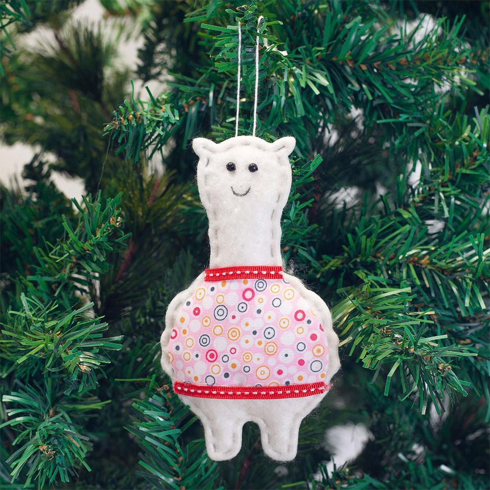 4PC Mini Filz Weihnachtsbaum Anhänger Plüsch Alpaka Set Weihnachten hängen Dekor 4PC Mini Filz Weihnachtsbaum Anhänger Plüsch Alpaka Set Weihnachten hängen Dekor