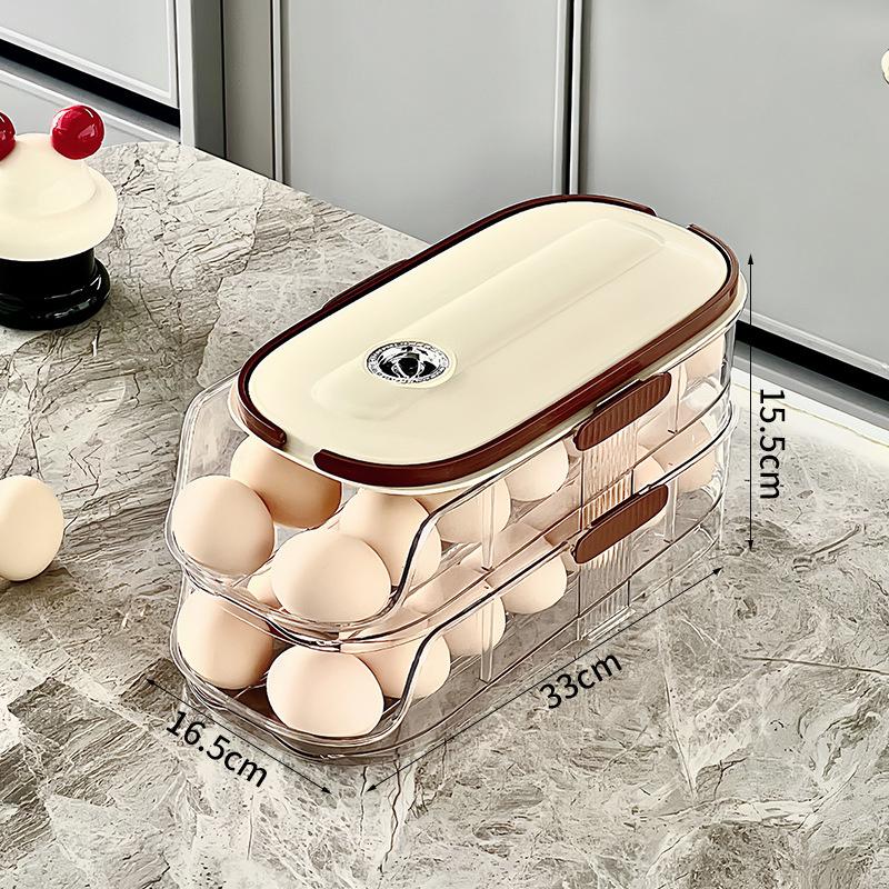 Auto Rolling Fridge Egg Organizer Kitchen Egg Holder for Fridge Space Saving Eggs Dispenser for Refrigerator Storager JAF239