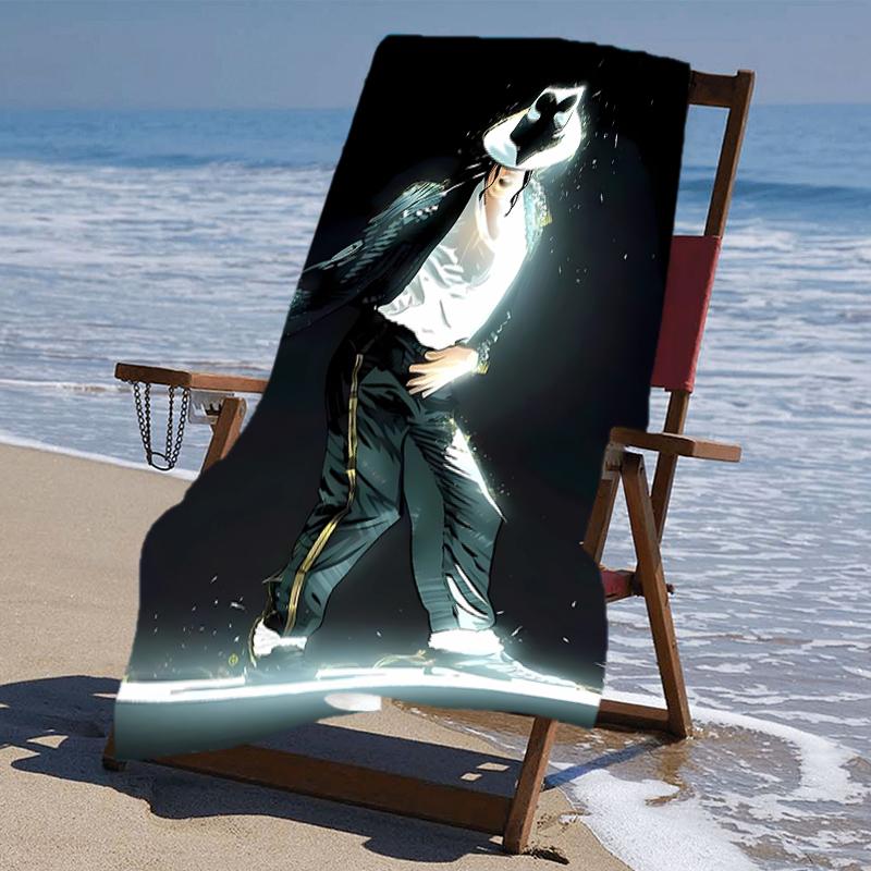 Beweis Strandtuch mit einem Michael Jackson Muster - weich, saugfähig, schnell trocknend, maschinenwaschbar - perfekt zum Schwimmen, Camping, Baden