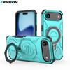 KEYSION Shockproof Magnetic Case for iPhone 17 Pro Max TPU+PC Upright Live Metal Ring Stand Phone Back Cover for iPhone 17 Air