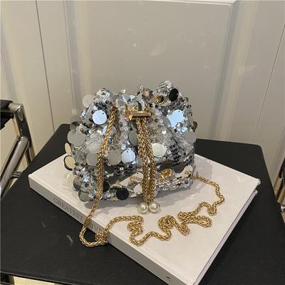 Sequin Trend Fashion Bucket Bag New Niche Design Chain Shoulder Messenger Bag