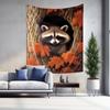 Autumn Raccoon Wall Hanging  Cute Animal Theme Wall Decor Tapestry