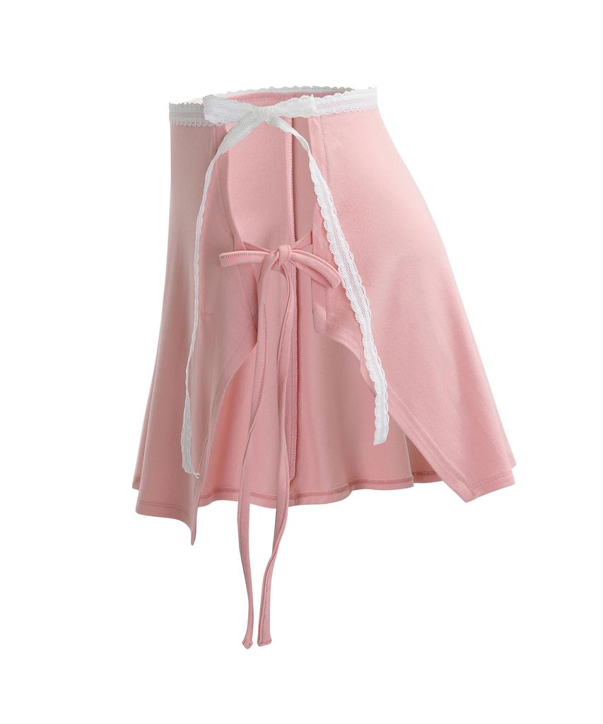 Sweat Sweet Wrap Hip Cover Skirt - Pink/Black