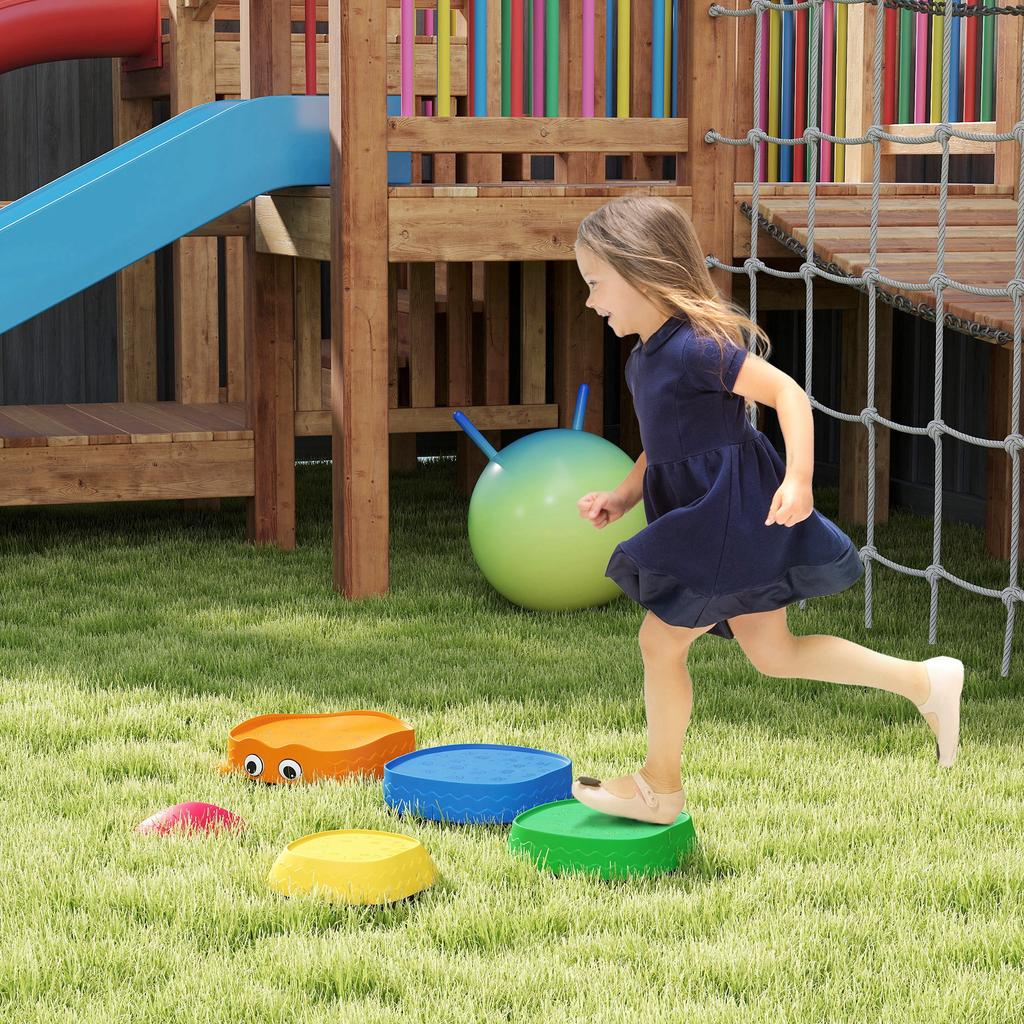 5PCS Sensory Stepping Stones for Toddlers, Frog-Shaped Kids Stepping Stones Set with Anti-Slip Edging for Ages 2-8