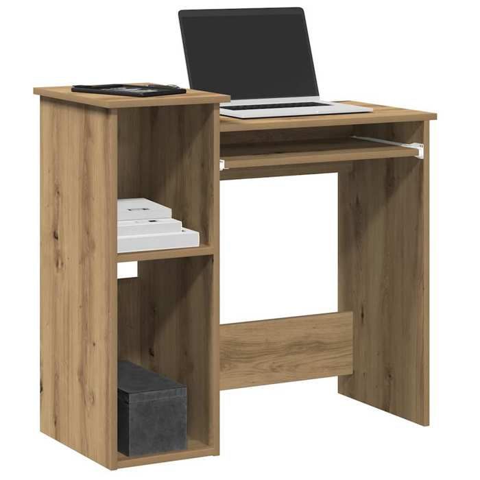 VidaXL Desk with Shelves Artisan Oak Engineered Wood, Computer Desk, Standing Desk, Desk with Storage, 860453