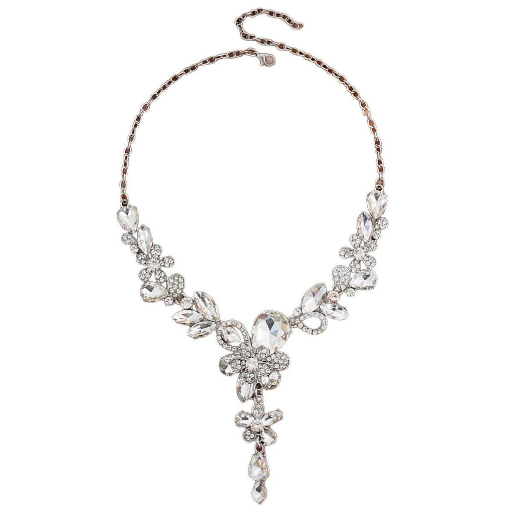 European & American Retro Floral Necklace and Earrings Set with Crystals, Autumn 2025 Collection