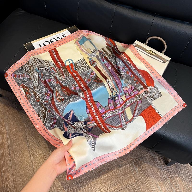 New silk scarf women's fashion versatile high-end small square scarf Korean version neck protection scarf spring and autumn retro scarf binding bag