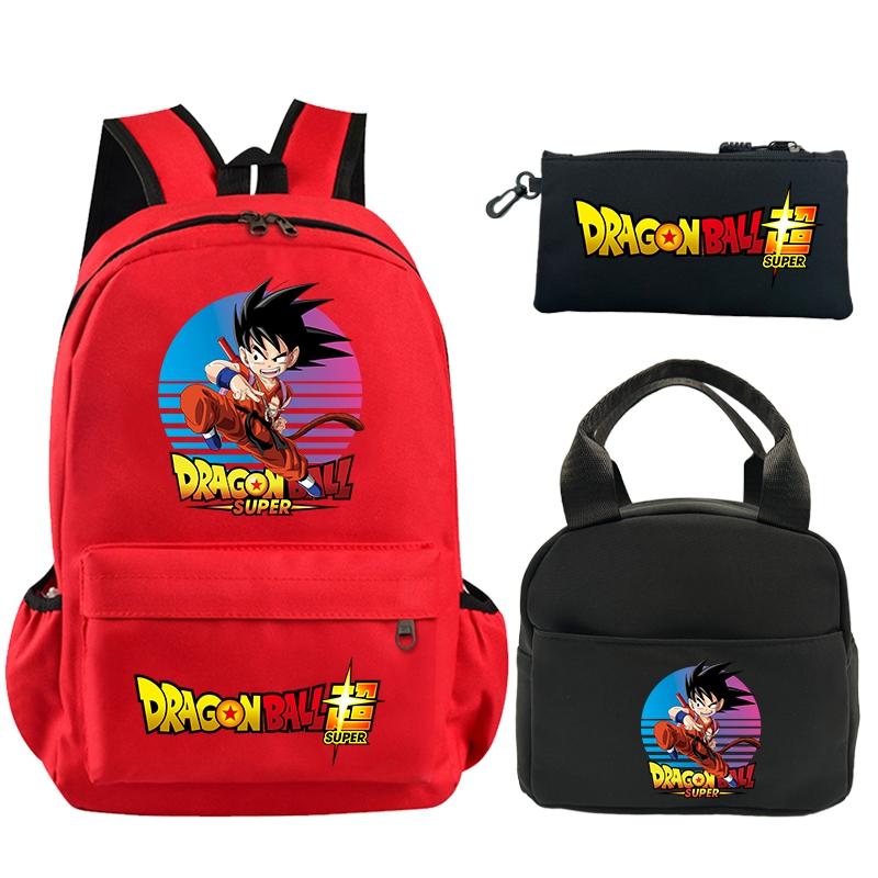 3Pcs/set Backpack Dragon Ball Printed Bookbag with Lunch Bag Pencil Case Teenager Children Girl Boy Schoolbag Rucksack