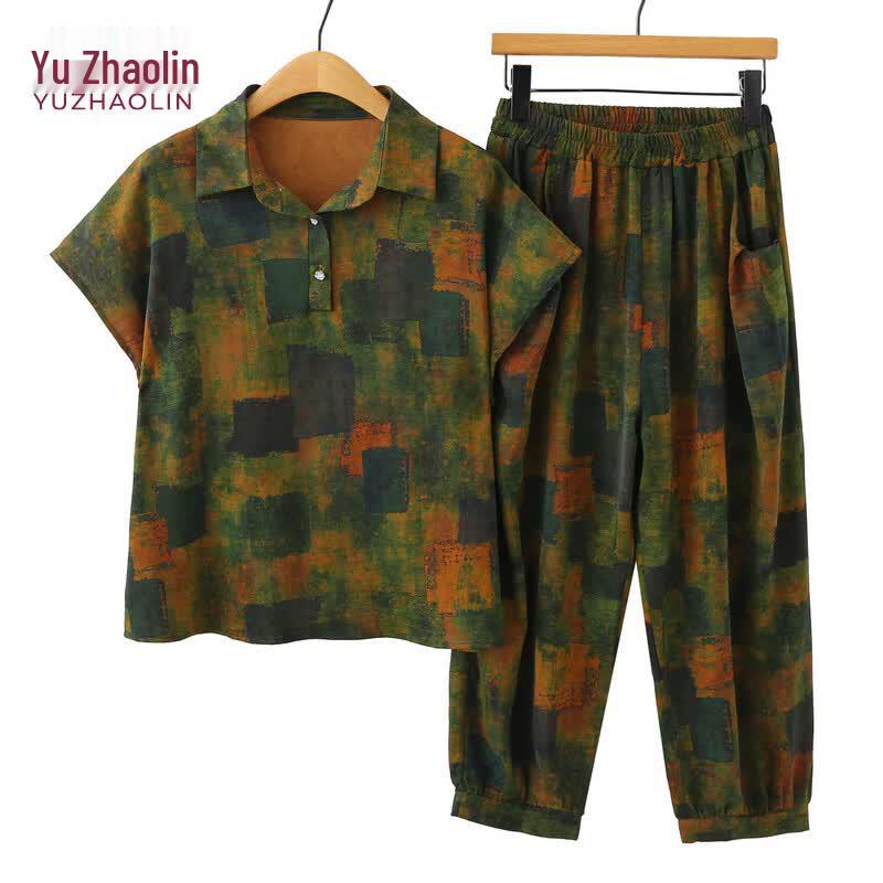 YUZHAOLIN Women s Plus Size Summer Two-Piece Set 3XL