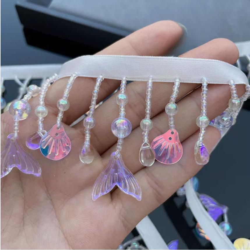 

50cm Ethnic Style Fishtail Shell Tassel Lace Trim Shell Fringe DIY Sewing Garment Dress Curtain Lamp Shade Upholstery Accessory 50cm