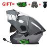 Bluetooth-Enabled Full Face Motorcycle Helmet With Dual Visors DOT 3C Certified All-Season Flip-Up Design Men Women