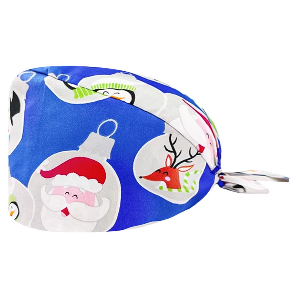 Cute Christmas Cartoon Surgical Cap - Comfortable Cotton Dustproof Head Cover for Chefs & Nurses