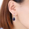 Trendy Female Prevent Allergy Earrings 925 Silver Needle Water Drop Shaped Blue Zircon Temperament Fine Jewelry Party Gift