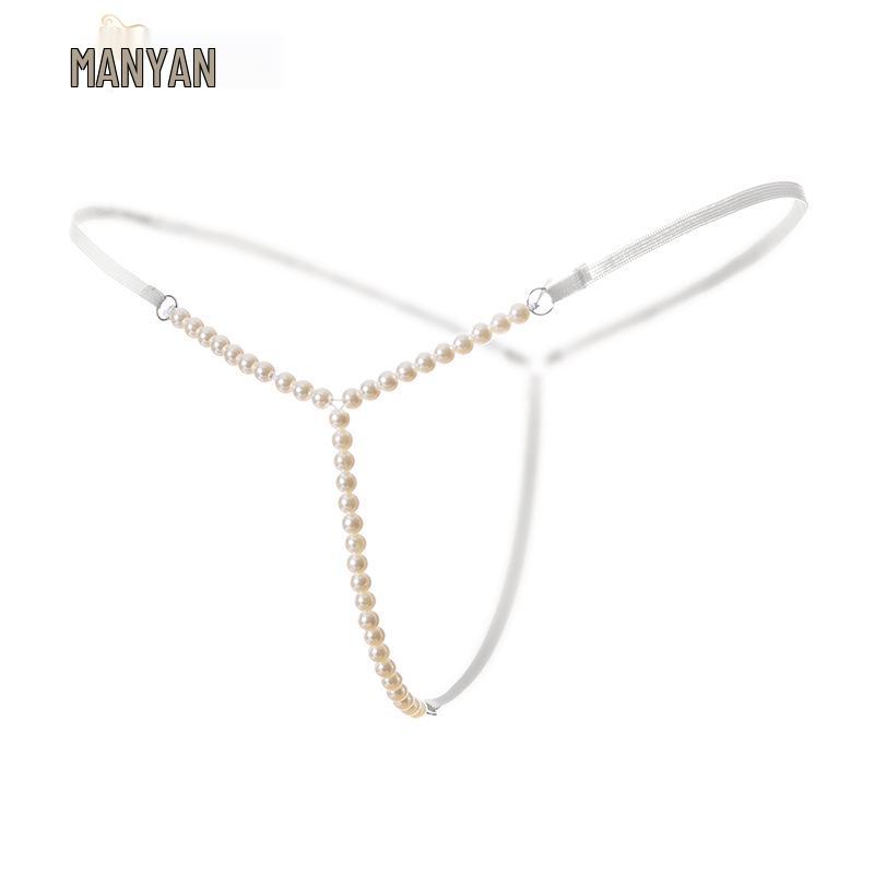Elegant Sheer Pearl-Accent T-Back Thong Lingerie for Women