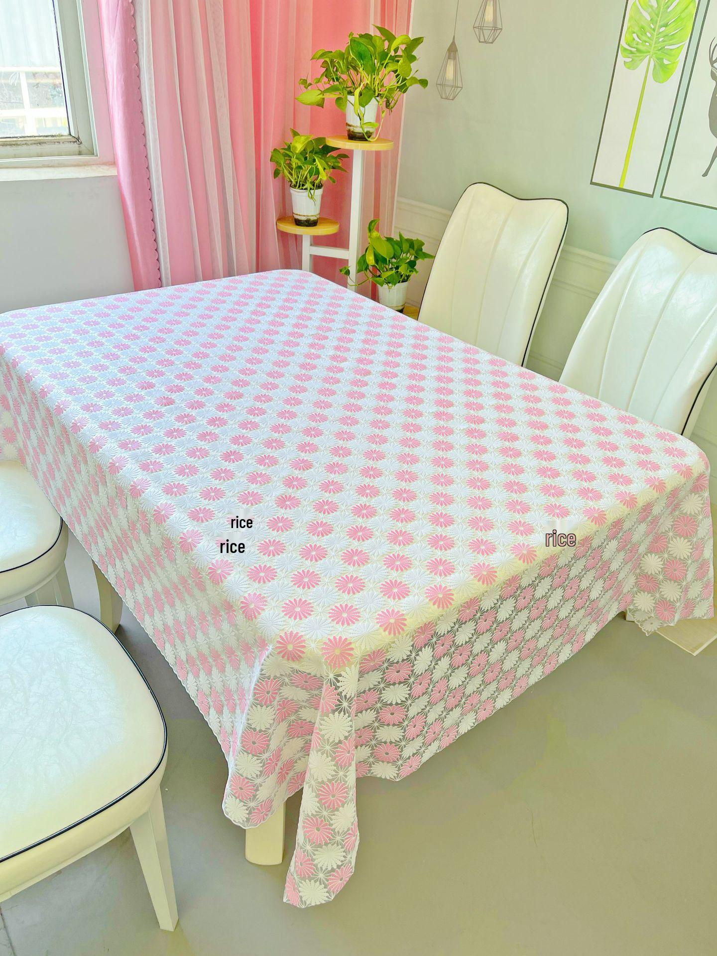 European Plain Lace Waterproof PVC Tablecloth - Anti-Scalding, No-Wash, Rectangular Dining & Coffee Table Mat 135x135 cm