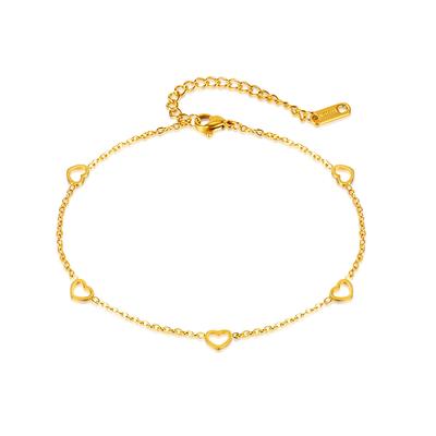 Simple Fashion Love Titanium Steel Foot Decoration Commuting Temperament Versatile Heart-Shaped Stainless Steel Anklet Women