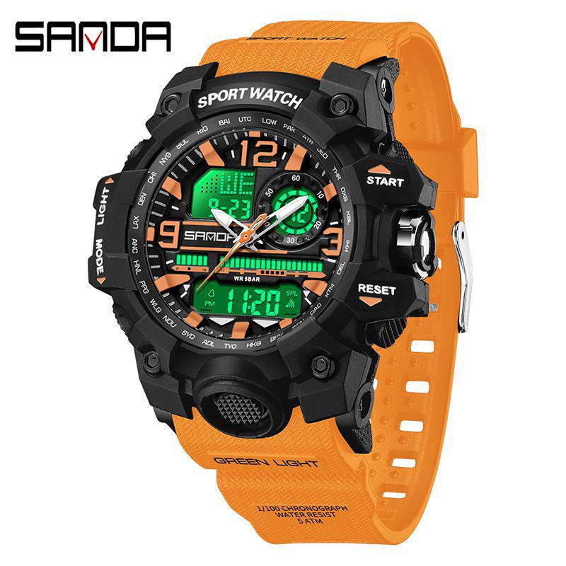 Sanda Youth Fashion Luminous Waterproof Shockproof Alarm Men's Watch