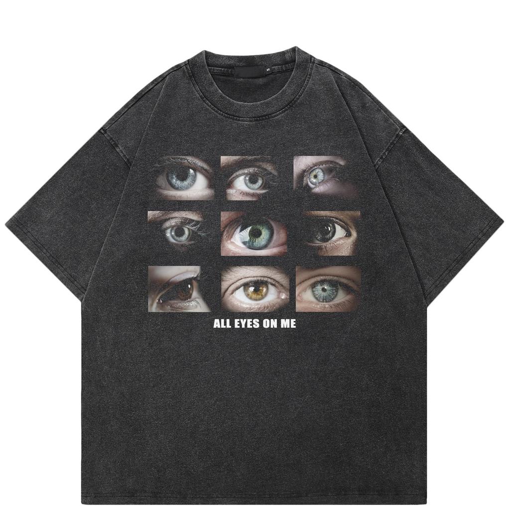 Streetwear Ögon Grafik Svart T-shirt Bomull Unisex Toppar T-shirts Sommar Kortärmad T-shirt