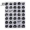 Funny Expression Nail Decals Halloween Art Stickers, 3D Embossed Skeleton Hand Pumpkin Bat Retro Black Stickers Decals, Self-Adhesive Manicure