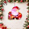 Reusable Xmas Door Hanging LED Light Up Christmas Ornaments, Santa Reindeer Bear Wreath Holiday Party Background Supplies Hanger, Battery Powered Wall