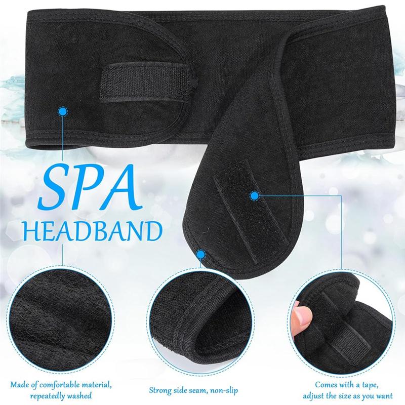 

Y20A 30 Pack Spa Headband Facial Esthetician Hair Wrap For Women Adjustable Makeup Sports Shower Stretch Towel NONE чёрный