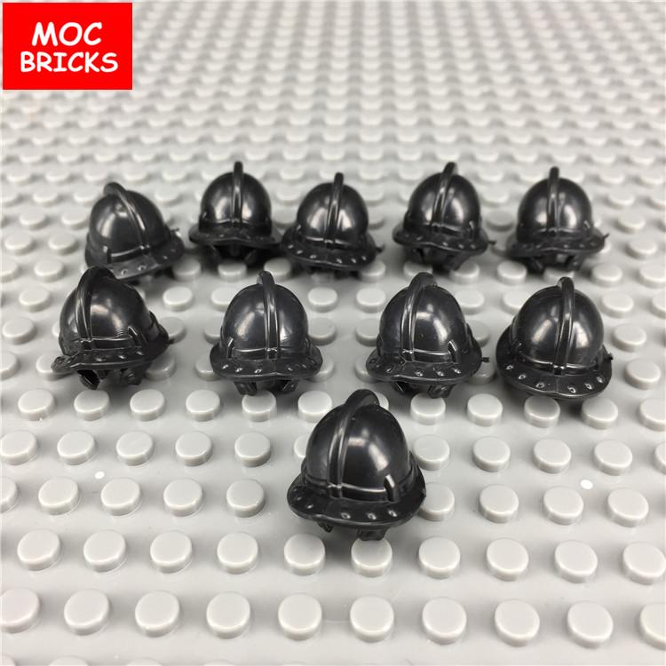 10pcs/lot MOC Bricks Medieval Knights Rome Helmet Accessory figures parts Building Blocks Toys for children gifts