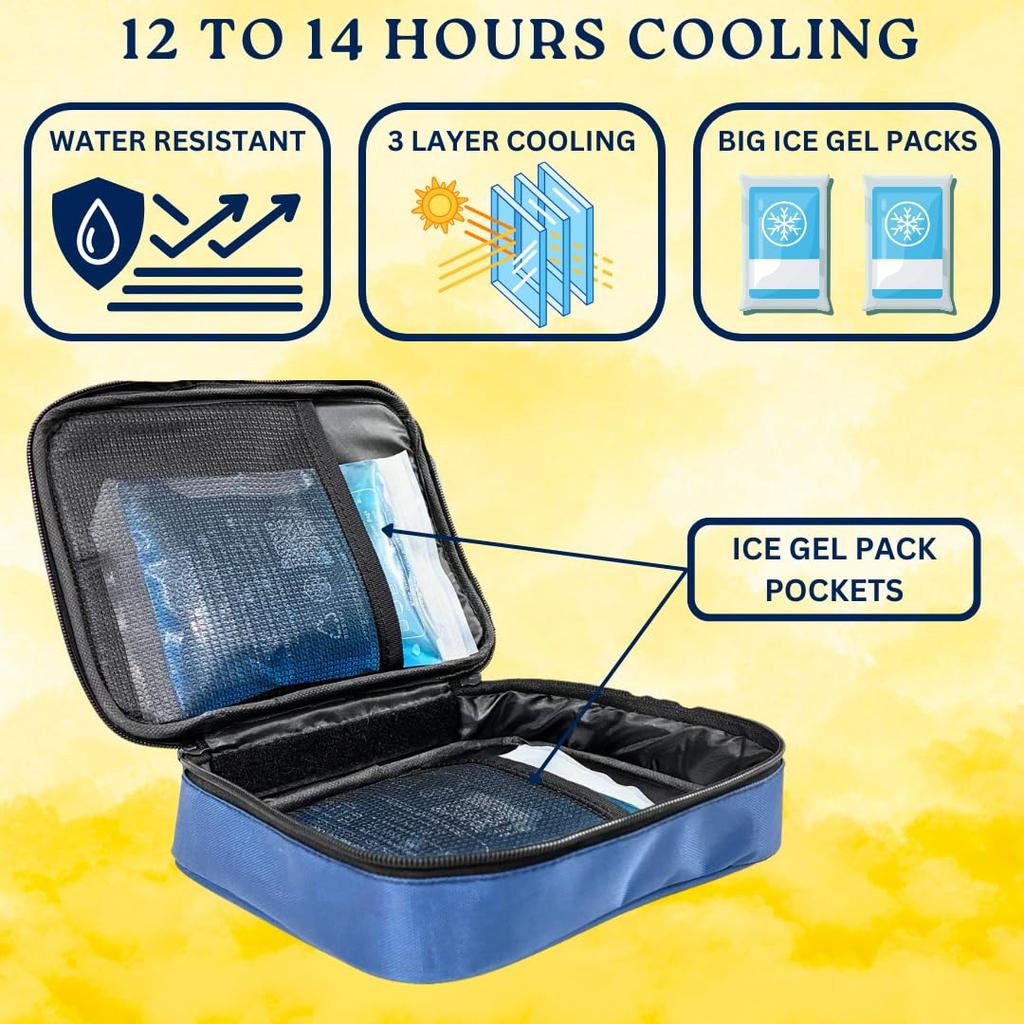 Outer Woods Insulin Cooling Travel Pouch for Diabetics with Two Ice Gel Packs | 12+ Hours Cooling for Insulin | Insulin Cooler Bag Plus | Insulin