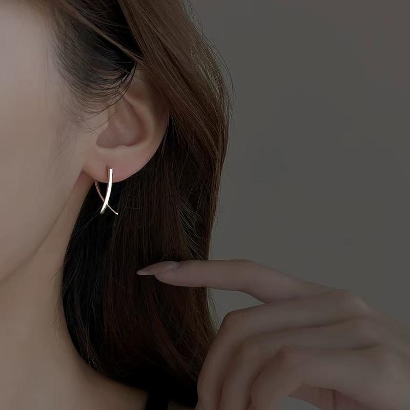 925 Silver Geometric Shape Stud Earrings Charm Personality Woman Earrings Birthday Gift for Friends Exquisite Jewelry