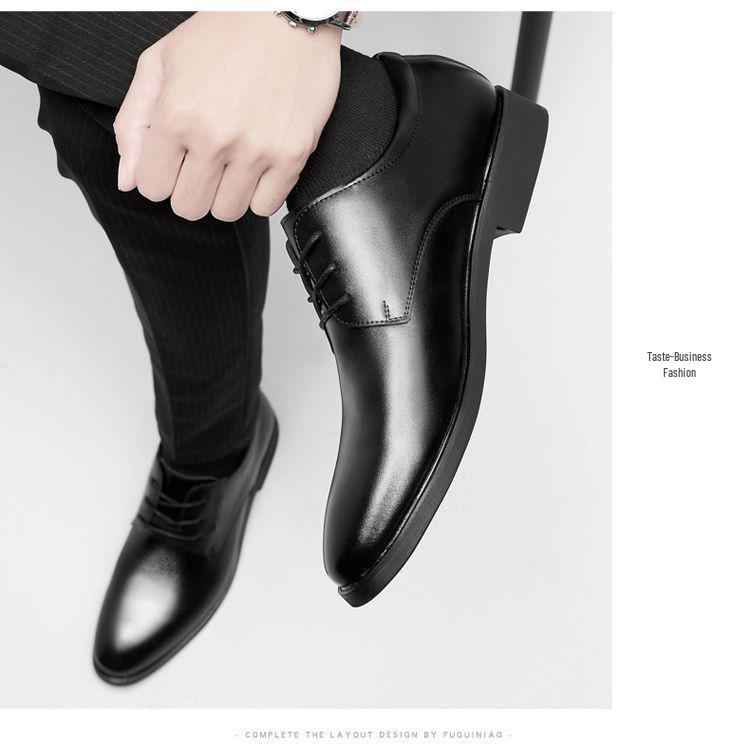 2025 High-End Men's Leather Shoes: Breathable, Soft Sole, Height-Increasing, Casual Outdoor & Business Formal.