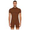 Heren Trainings Romper Bodysuit Hoge Hals Ritssluiting Voorkant Korte Mouwen Korte Broek Bodysuit Bodybuilding Jumpsuit