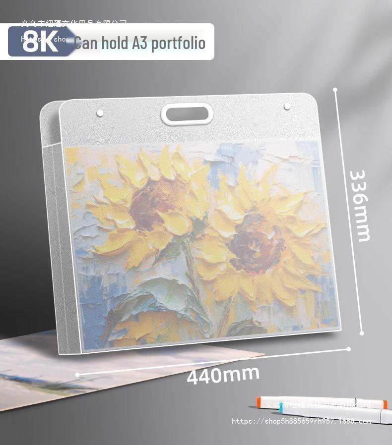 Art Portfolio Album: A3/A2/8K/4K Insert Type with 8 Storage Pockets for Children's Artwork